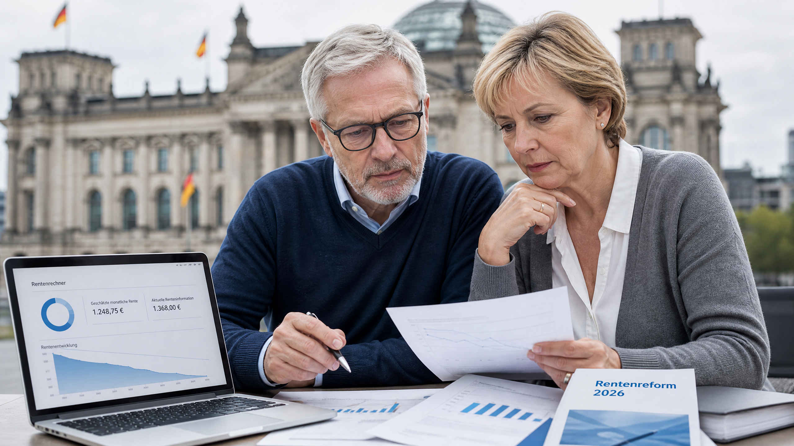 Rentenreform 2026 – Deutsches Rentenpaar plant Altersvorsorge vor dem Bundestag